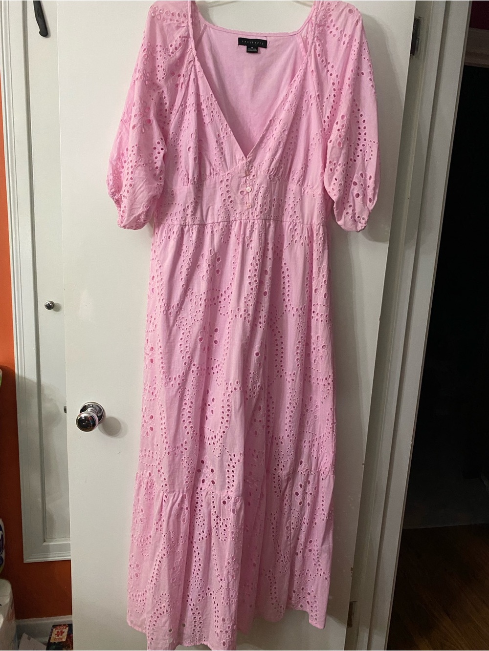 Sanctuary Pink Eyelet V-Neck Maxi Dress